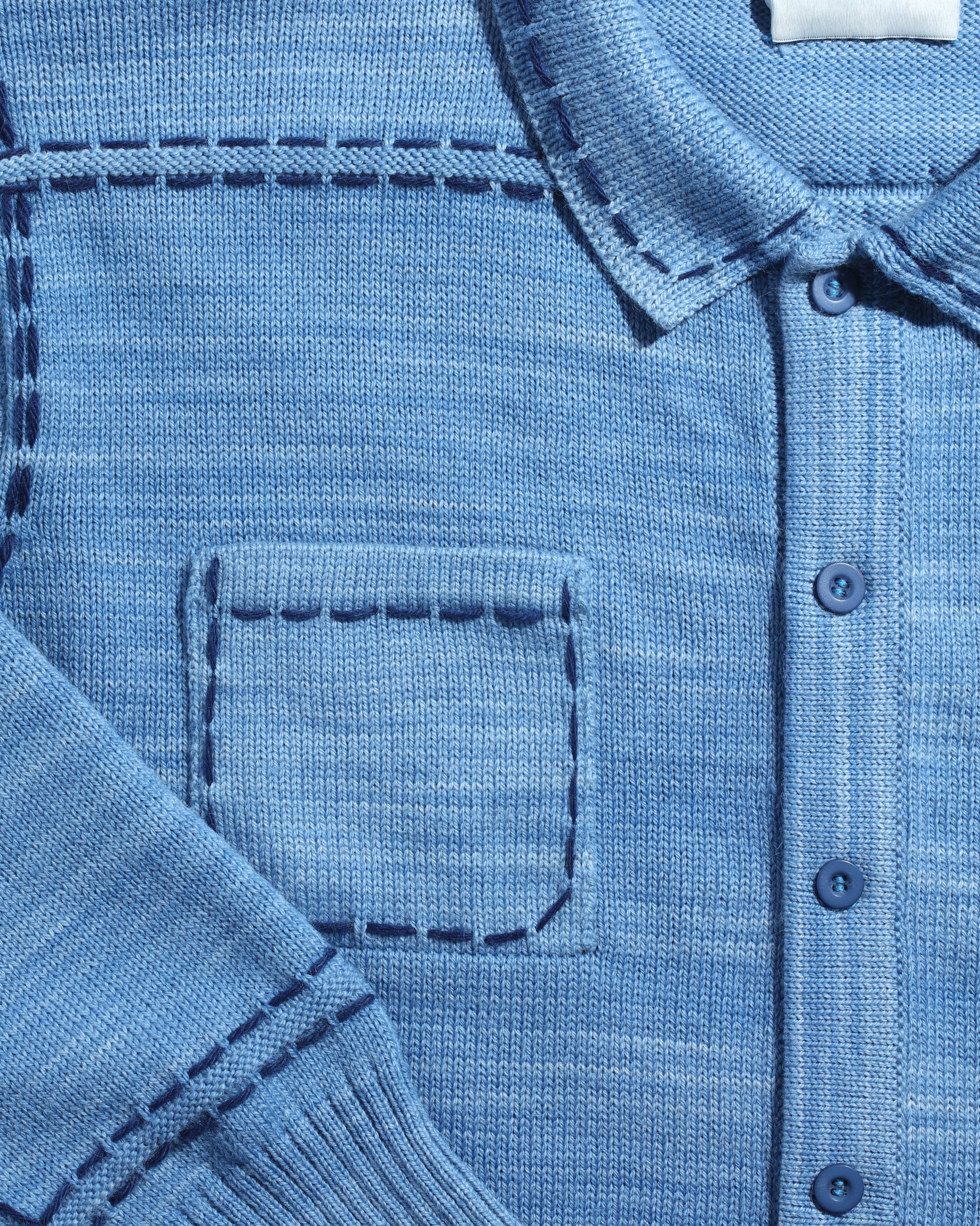 Embroidered Knit Shirt (Light Blue)