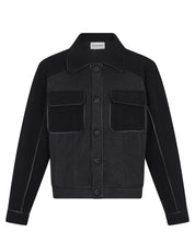 Cloth Leather Stripes Jacket (Black)