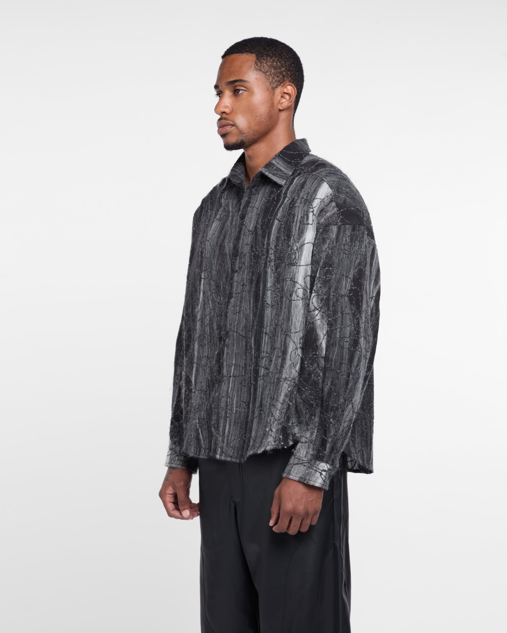 Marbled Cloth Long Sleeve Shirt (Grey / Multi)