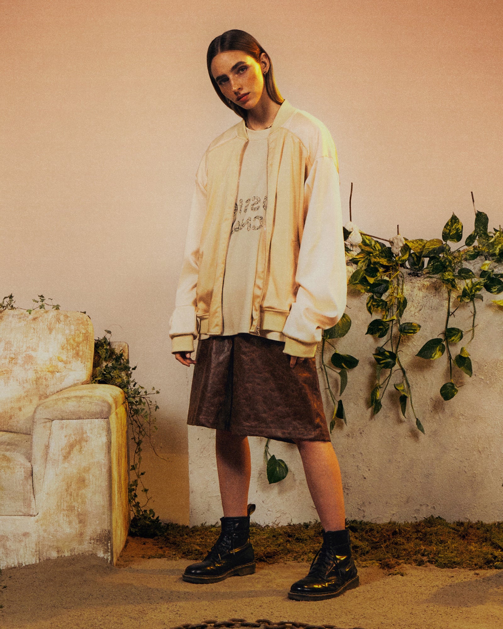 Double Cream Bomber Jacket