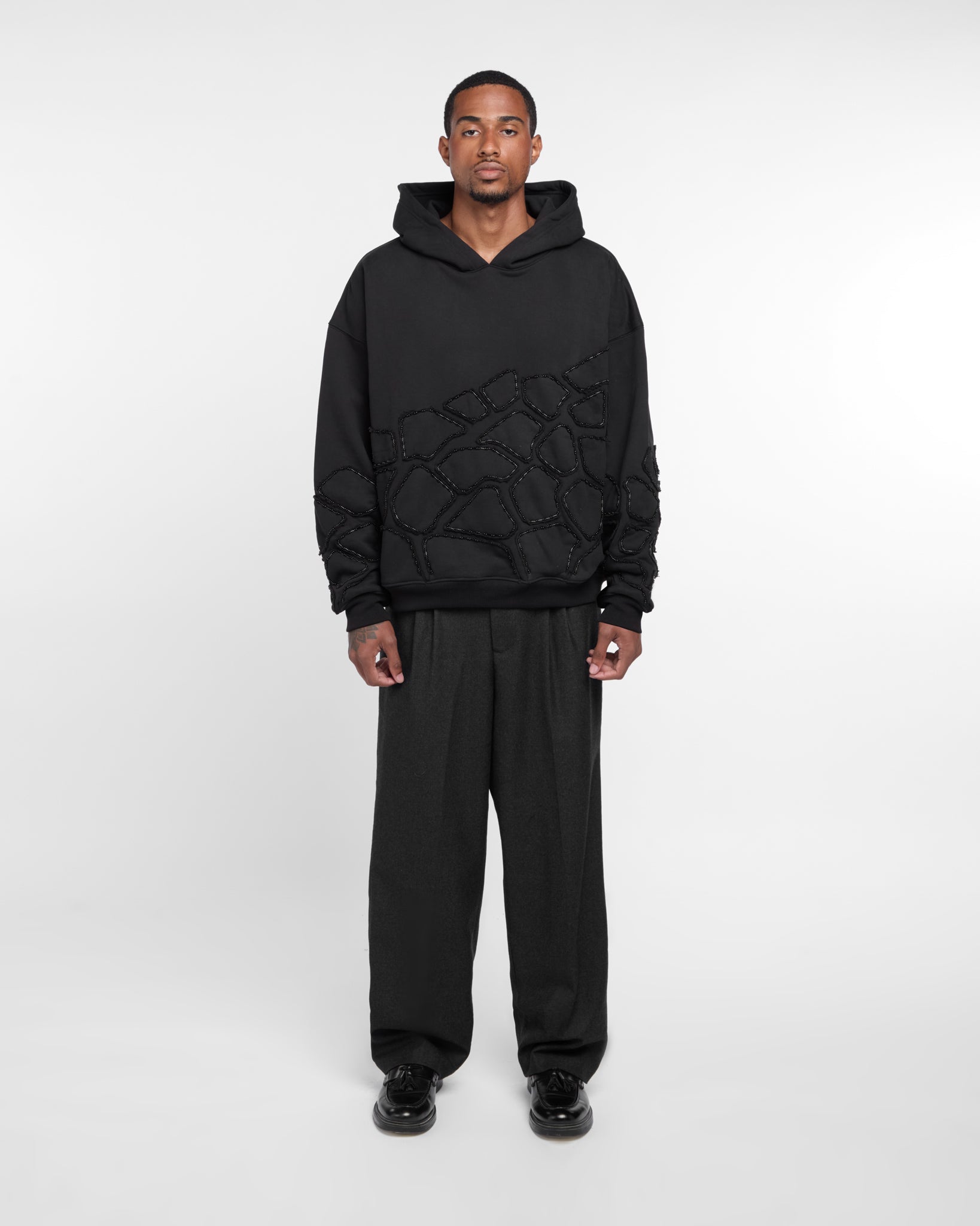 Hand-Beaded Mosaic Hoodie