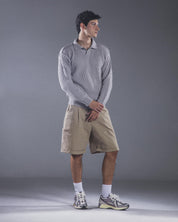 Knitted Polo Long Sleeve (Grey)