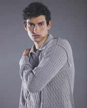 Knitted Polo Long Sleeve (Grey)