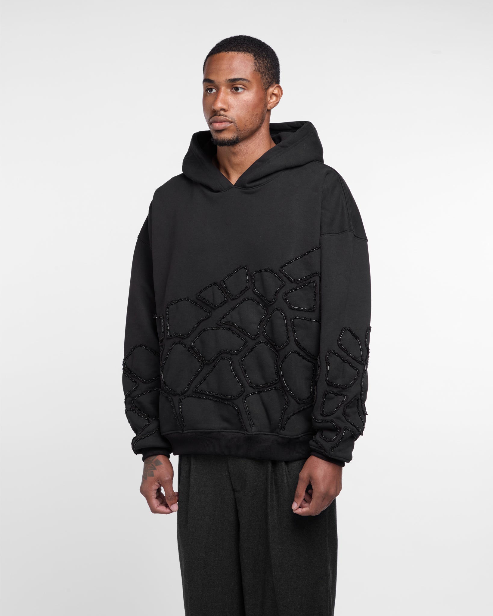 Hand-Beaded Mosaic Hoodie