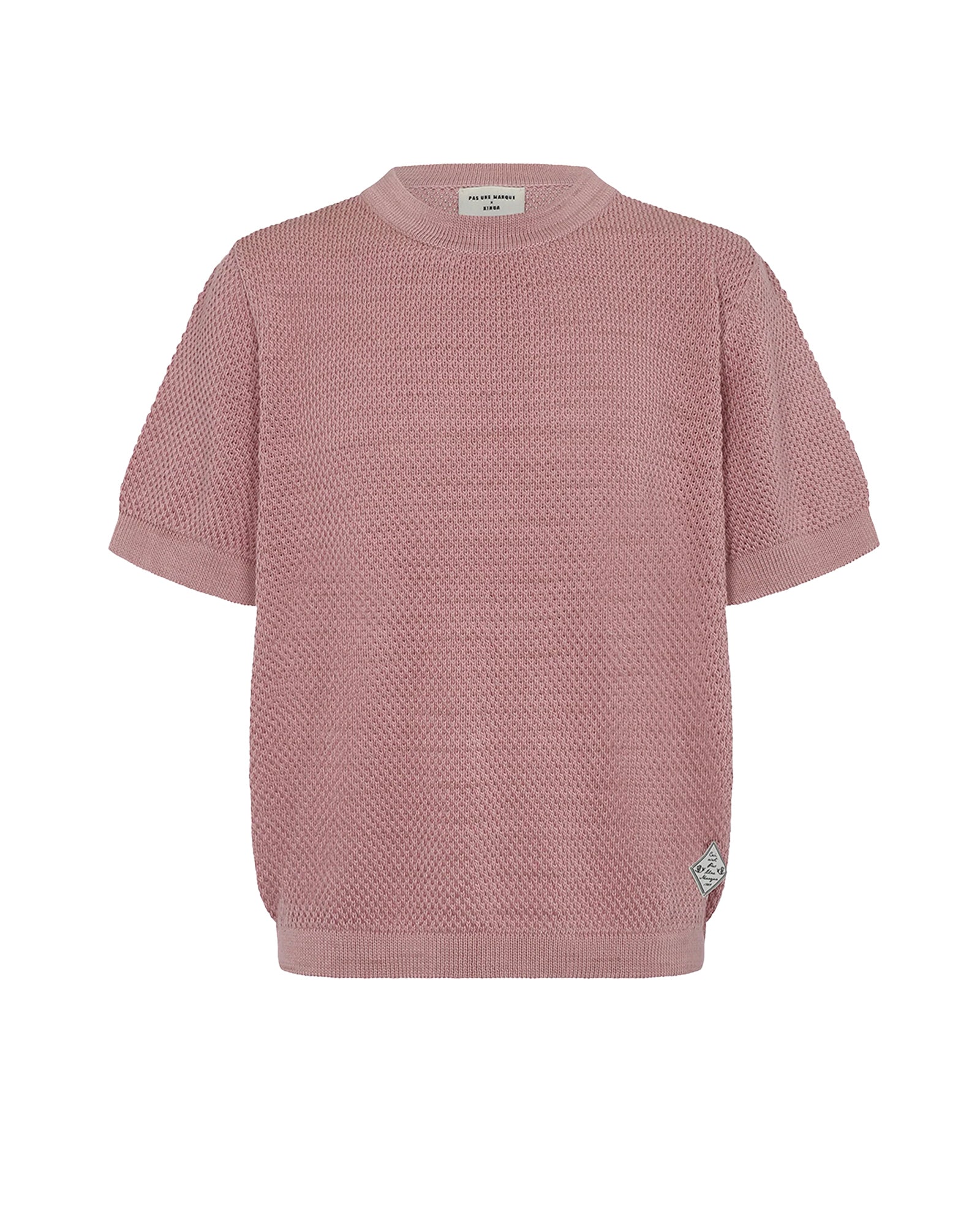 Textured Knitted Tee Shirt (Dusty Pink)