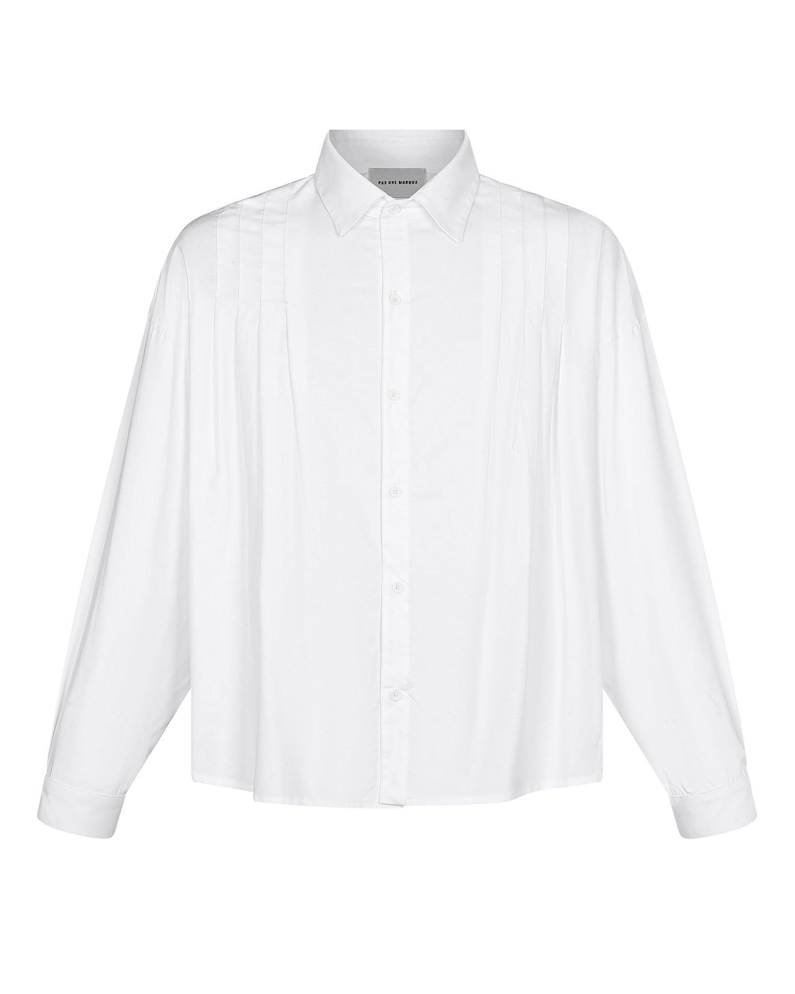 Pleated Long Sleeve Shirt (White)