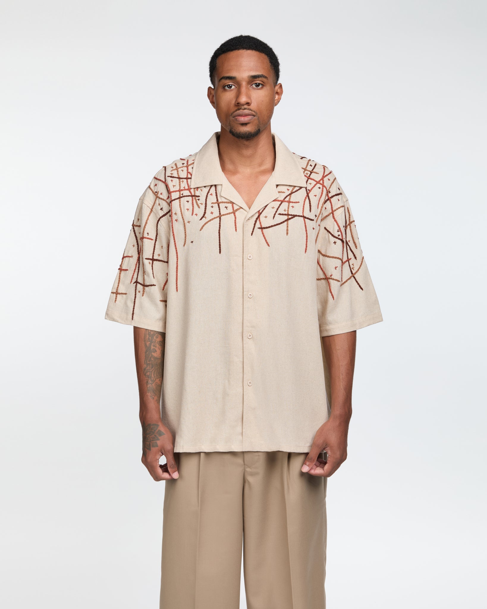 Linen Shirt Rooted Embroidery