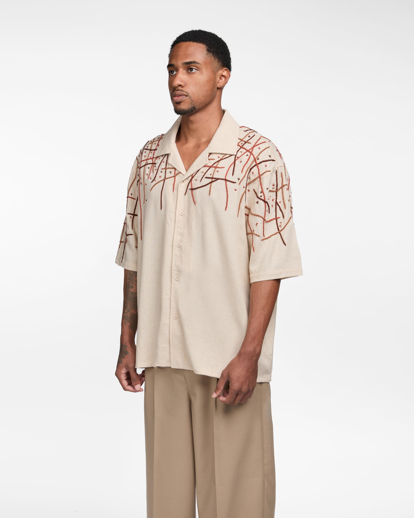 Linen Shirt Rooted Embroidery