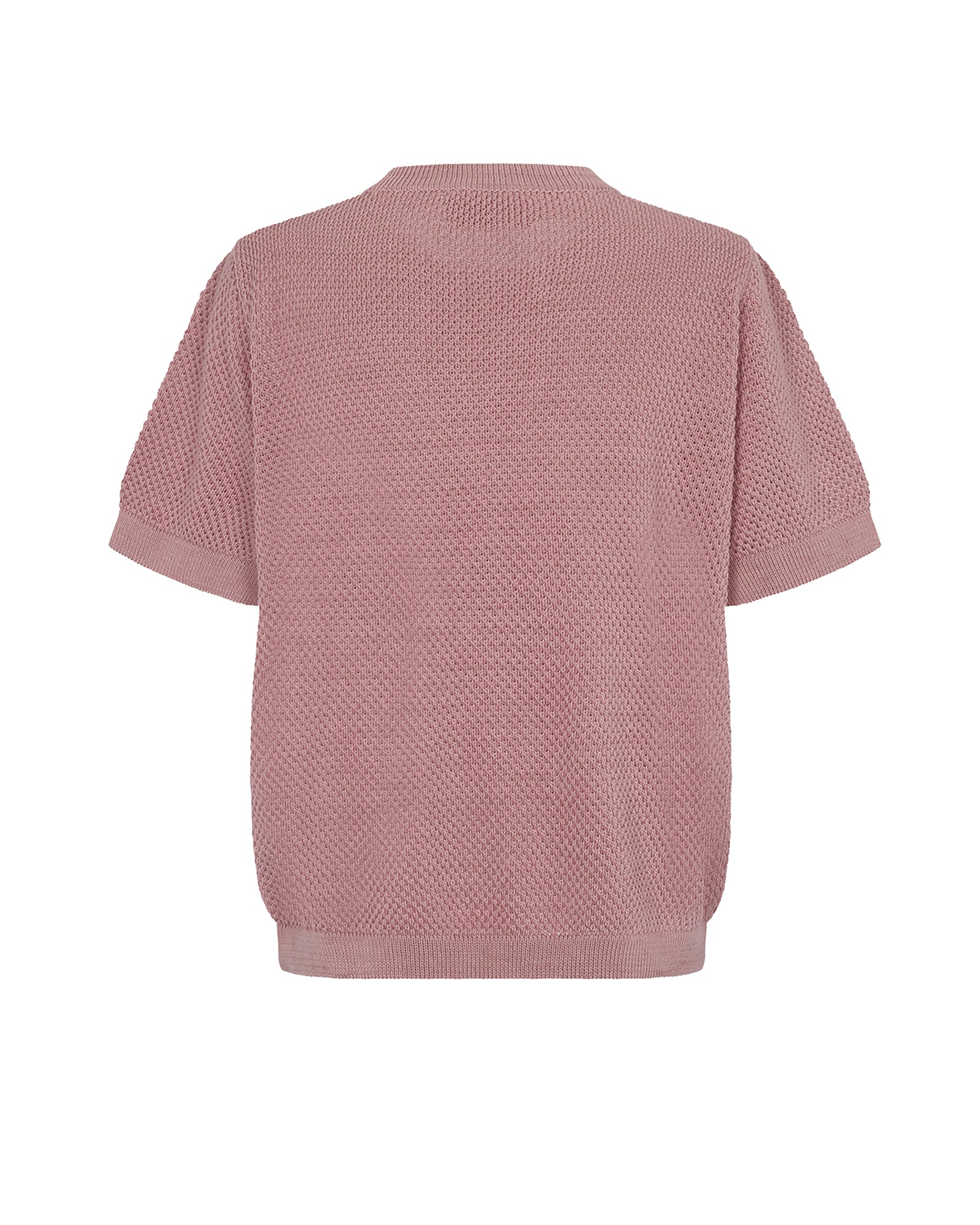 Textured Knitted Tee Shirt (Dusty Pink)