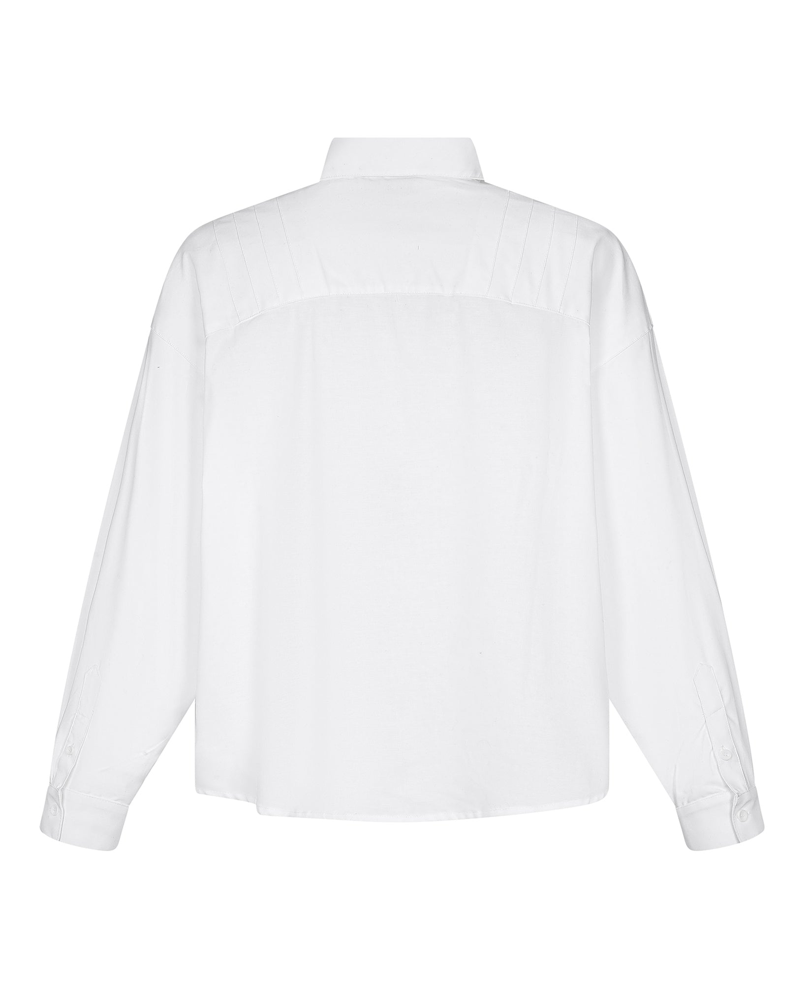 Pleated Long Sleeve Shirt (White)