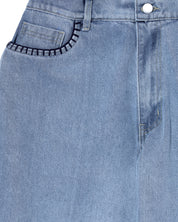 Hand-Embroidered Distressed Denim Pants