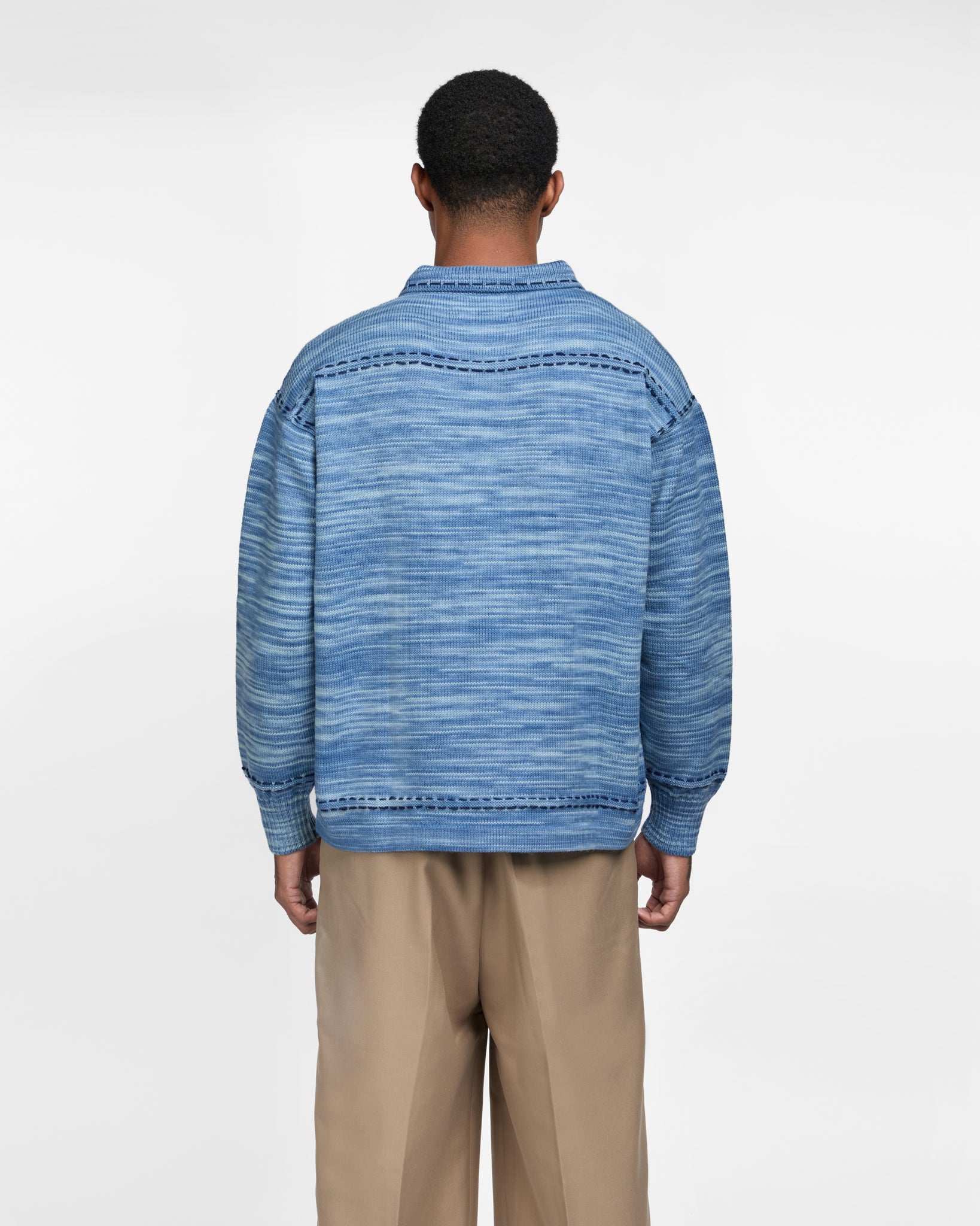 Embroidered Knit Shirt (Light Blue)