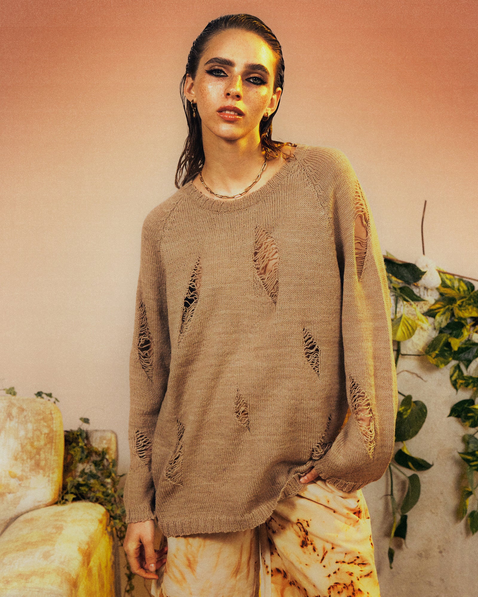 Distressed Knitted Sweatshirt