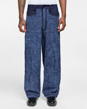 Double Paneled Distressed Denim Blue