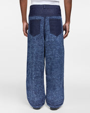 Double Paneled Distressed Denim Blue
