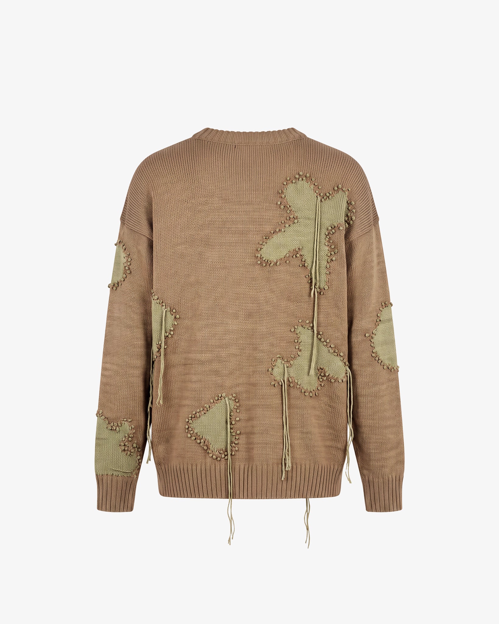 Knitted Distressed Sweatshirt (Moss Green / Brown)