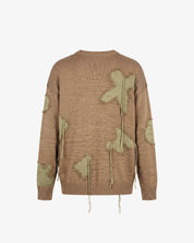 Knitted Distressed Sweatshirt (Moss Green / Brown)