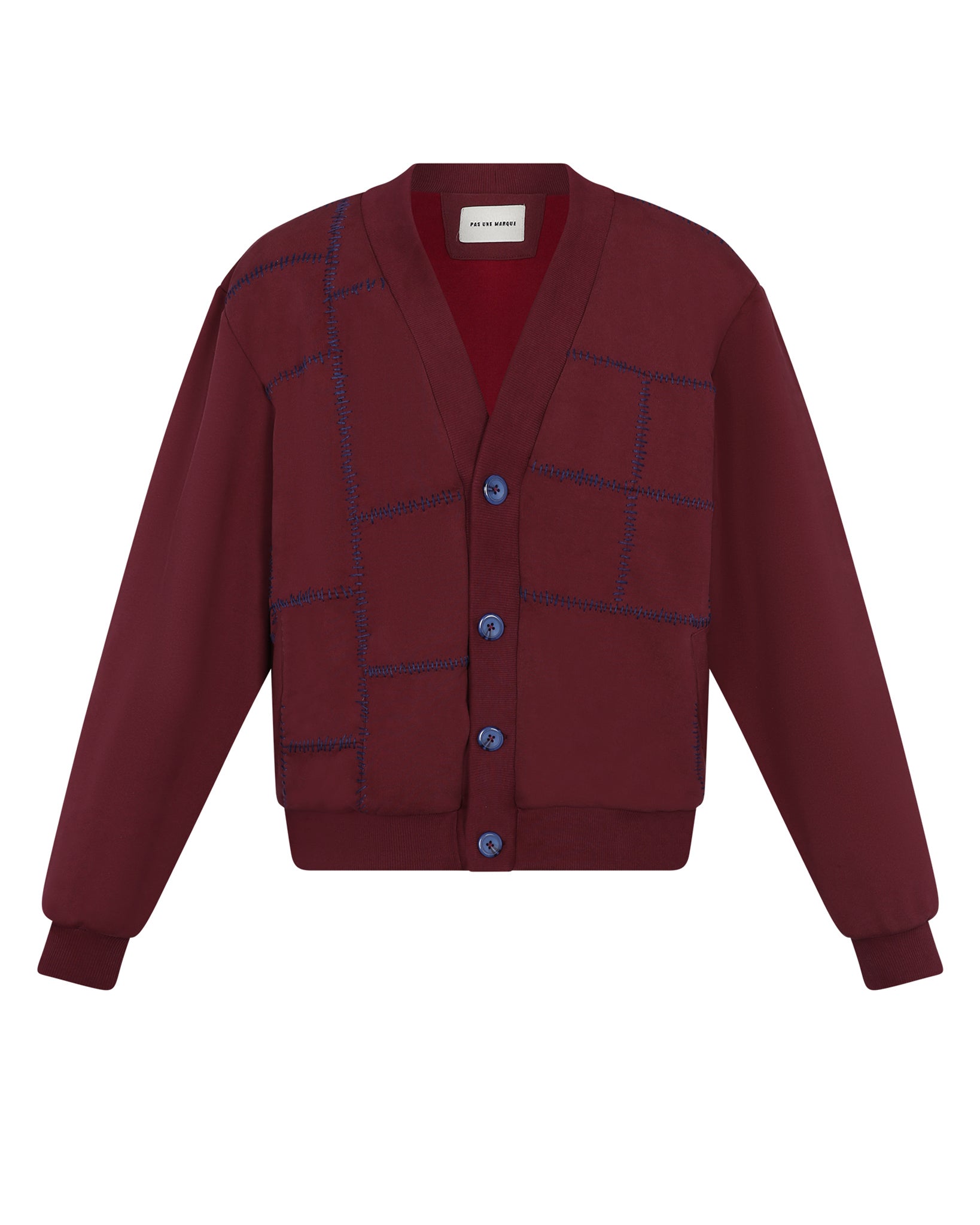 Paneled Cardigan (Burgundy)
