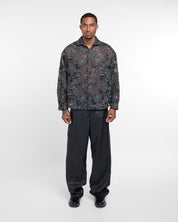 Lace Long Sleeve Button Down Shirt (Black)