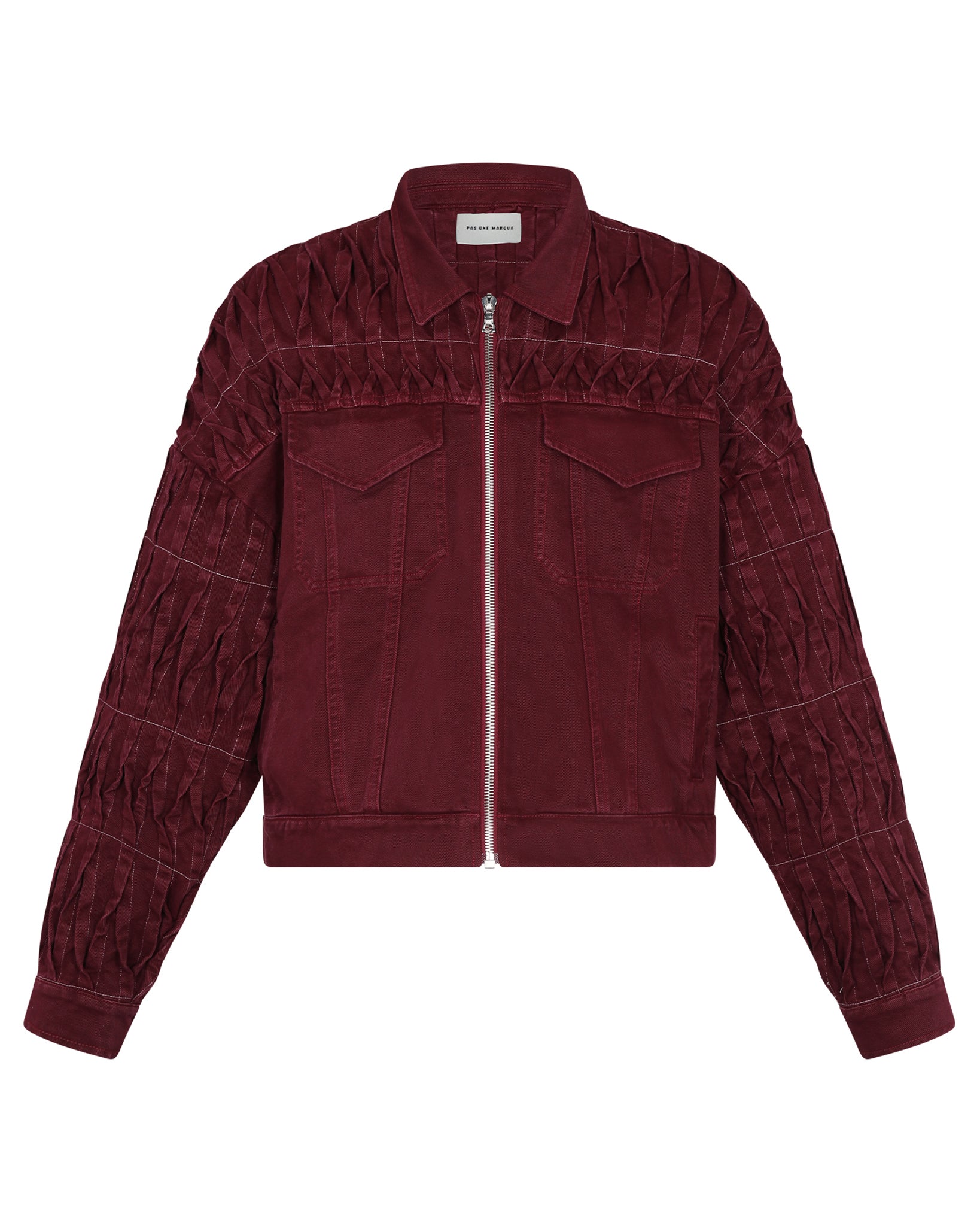 Pintuck Denim Jacket (Burgundy)