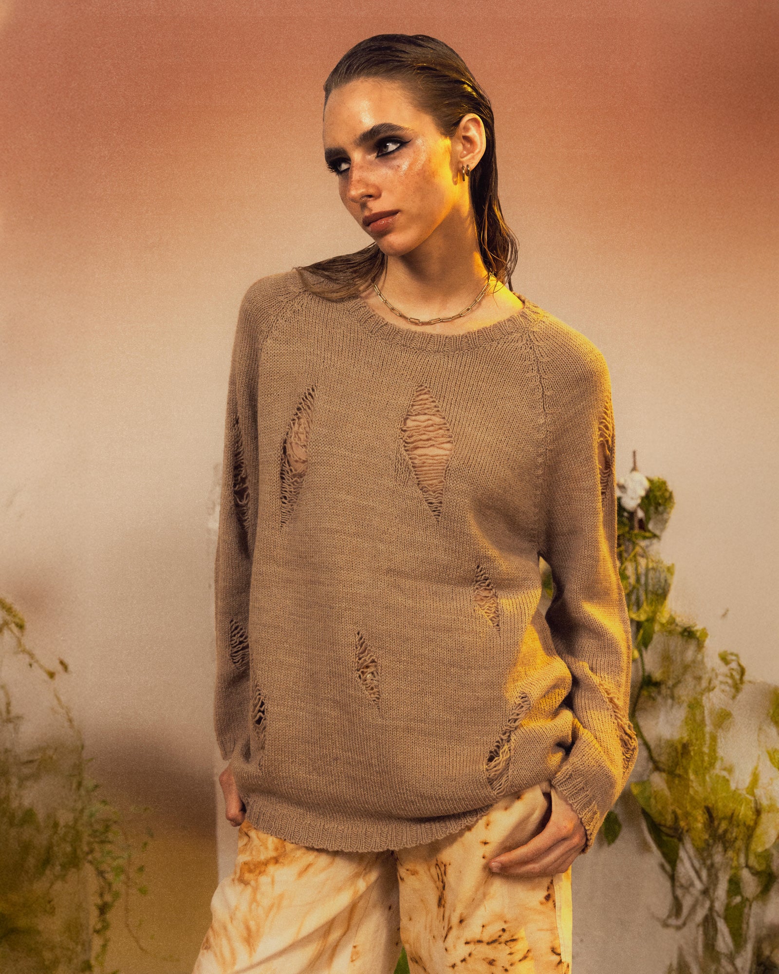 Distressed Knitted Sweatshirt