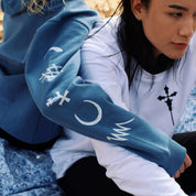 Oversized Hoodie Good and Evil Spirits (Heather Blue)