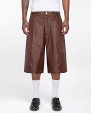 Vegan Leather Baggy Shorts