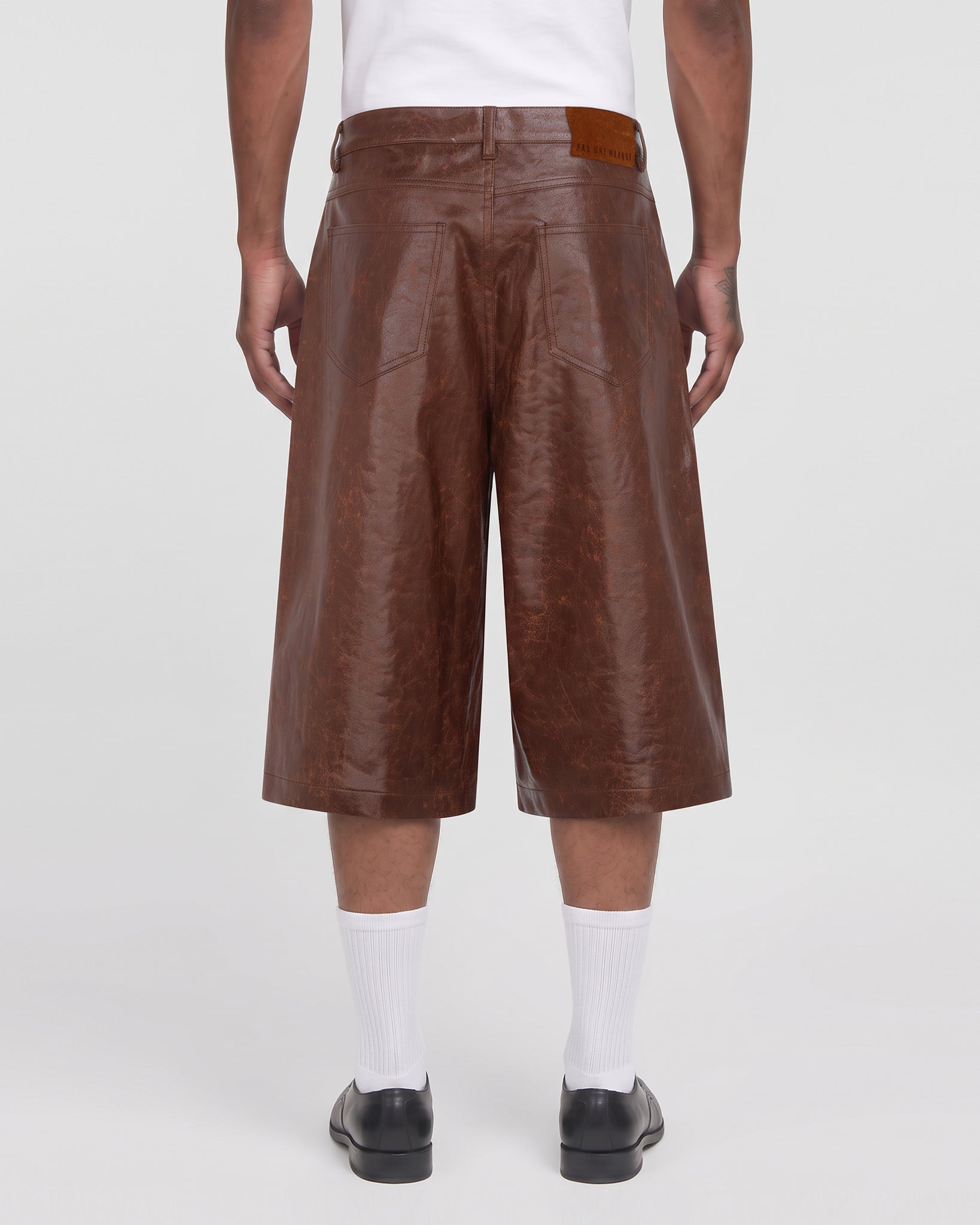 Vegan Leather Baggy Shorts