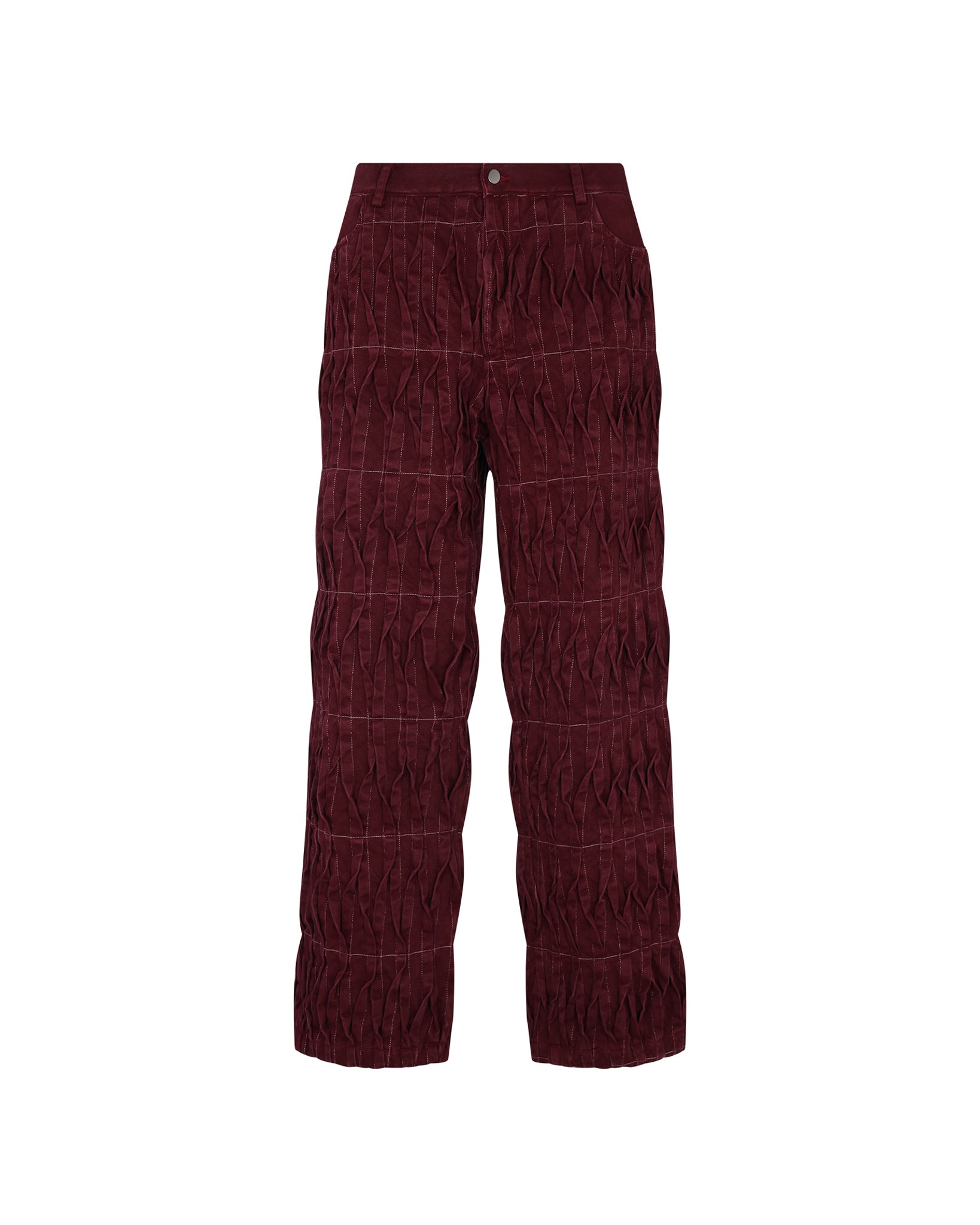 Pintuck Denim Trousers (Burgundy)