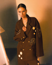 Johnson Tsang Hand-Embroidered Wool Blazer (Brown)