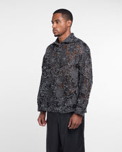 Lace Long Sleeve Button Down Shirt (Black)