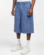 Cut Through Denim Shorts