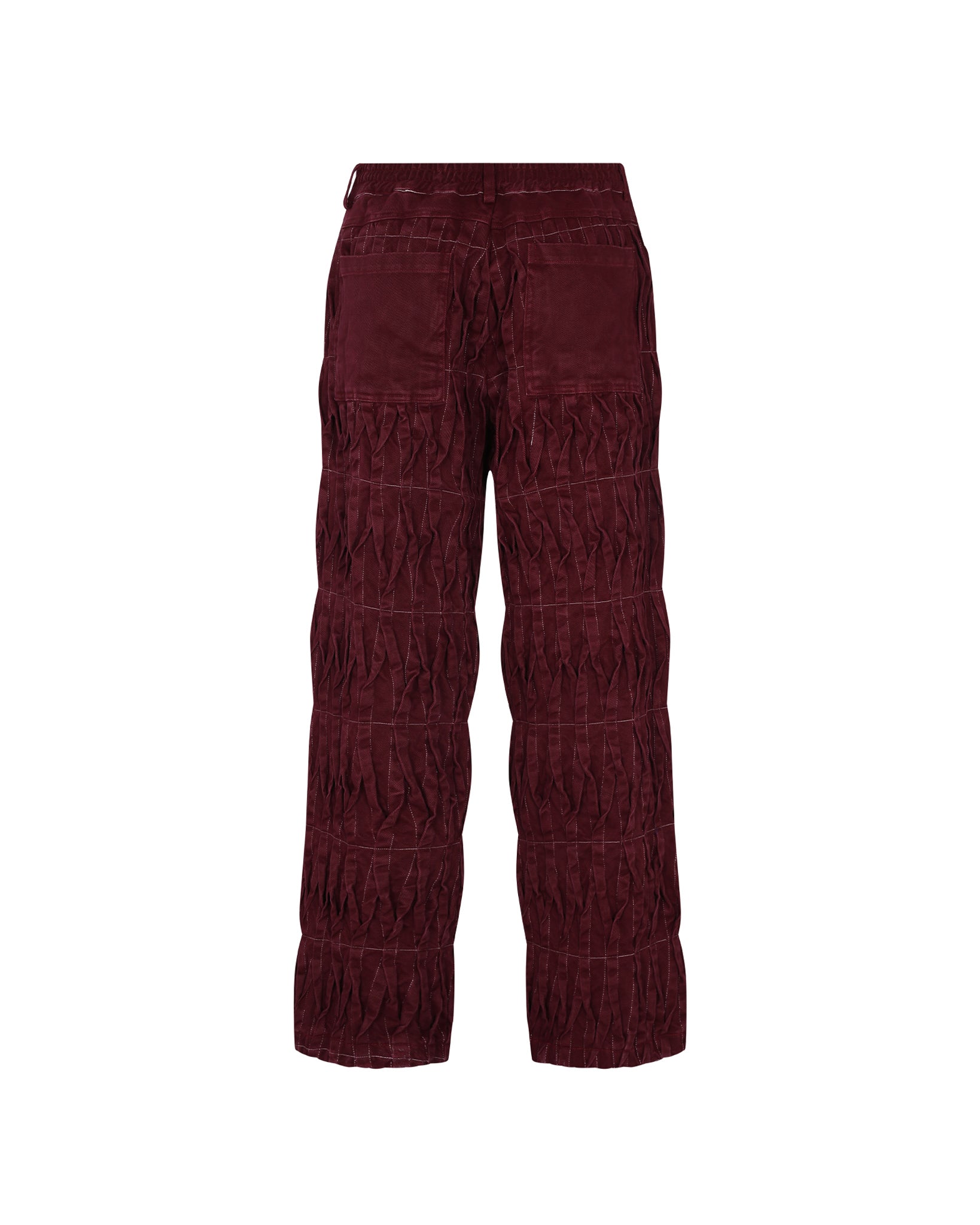 Pintuck Denim Trousers (Burgundy)