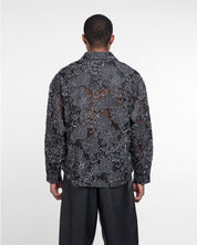 Lace Long Sleeve Button Down Shirt (Black)