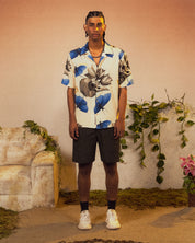 Butterfly Ensemble Short Sleeve Shirt (Blue / Beige)