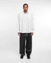 Pleated Long Sleeve Shirt (White)