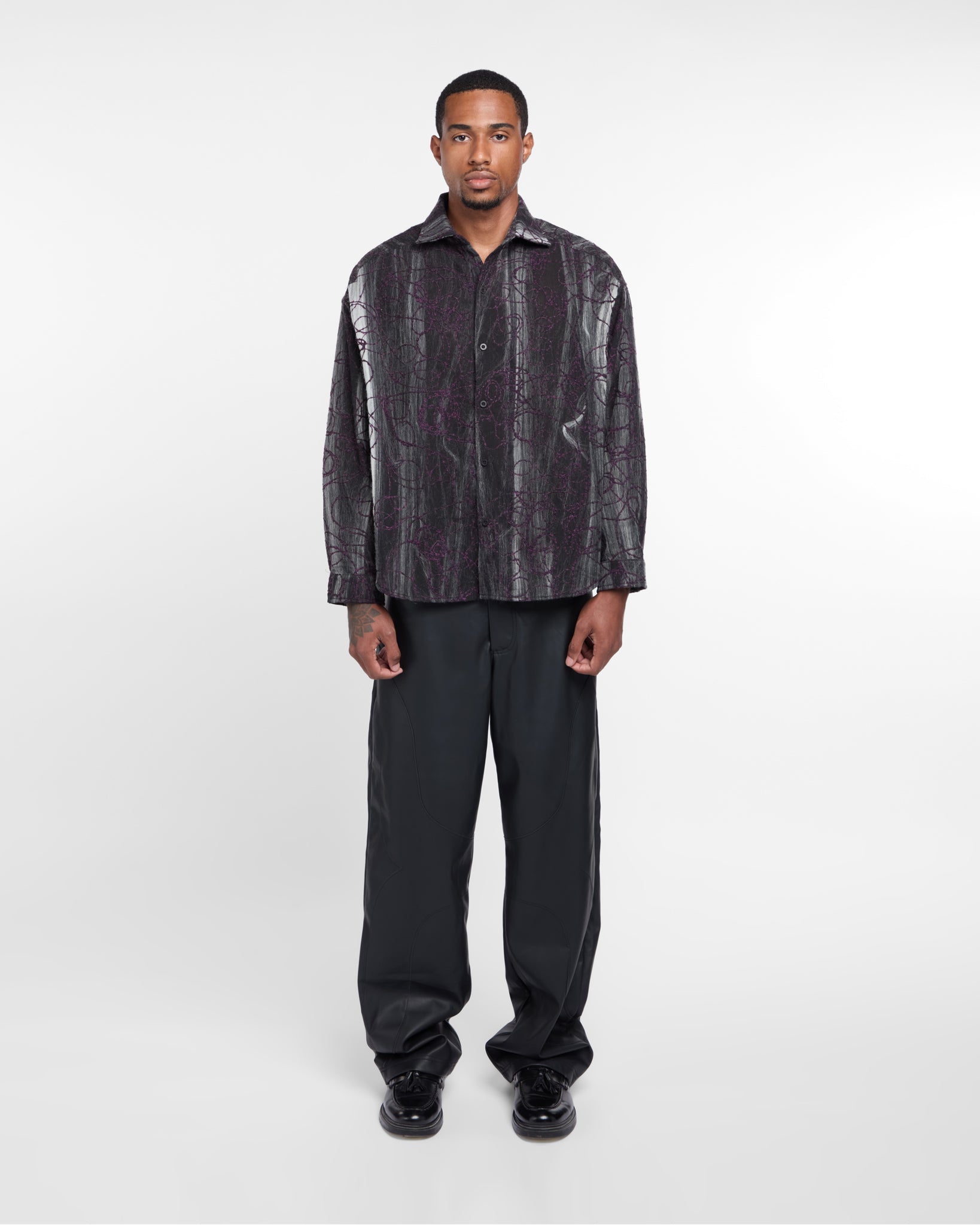 Marbled Cloth Long Sleeve Shirt (Purple / Grey)