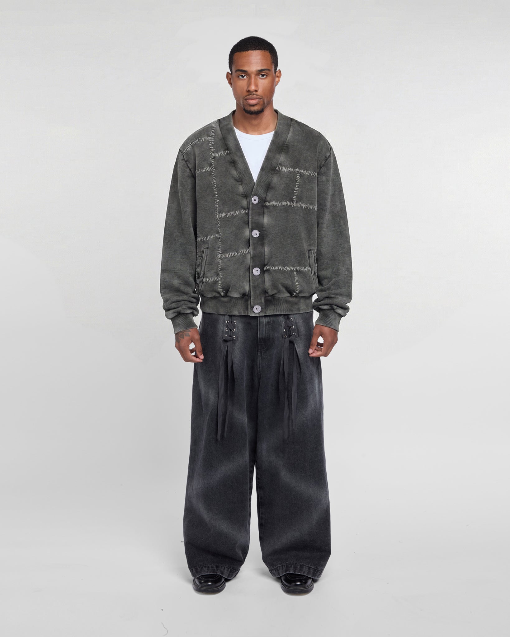 Paneled Cardigan (Grey)