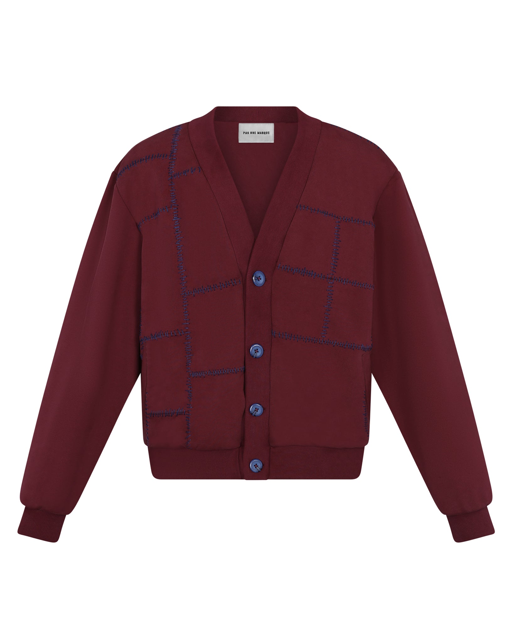 Paneled Cardigan (Burgundy)