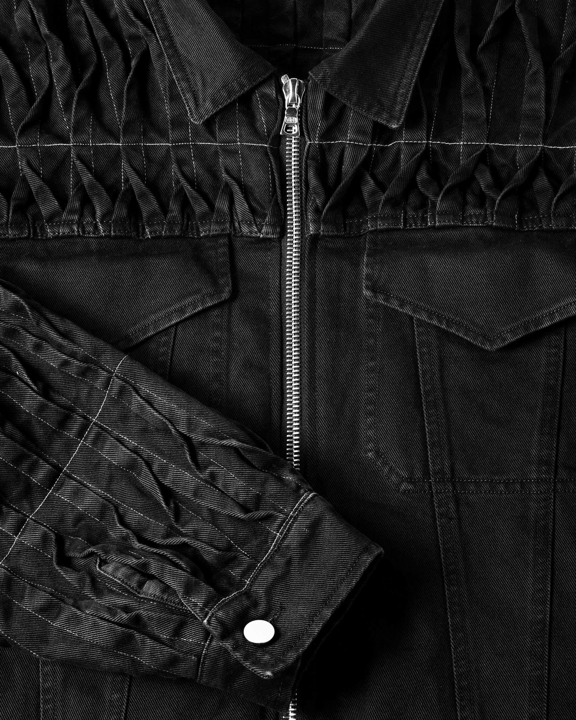 Pintack Denim Jacket (Black)