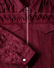 Pintuck Denim Jacket (Burgundy)