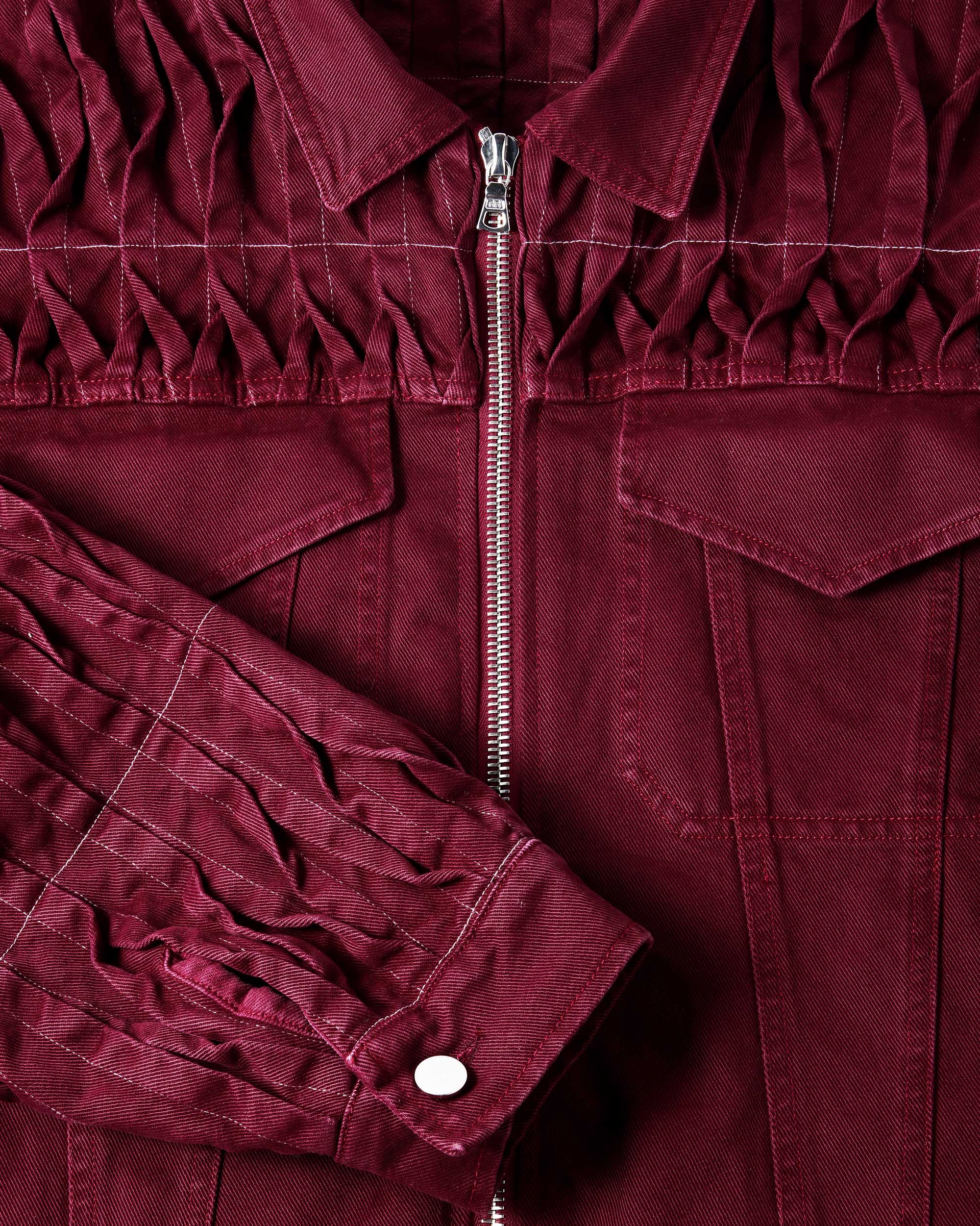 Pintuck Denim Jacket (Burgundy)