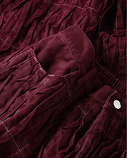 Pintuck Denim Trousers (Burgundy)