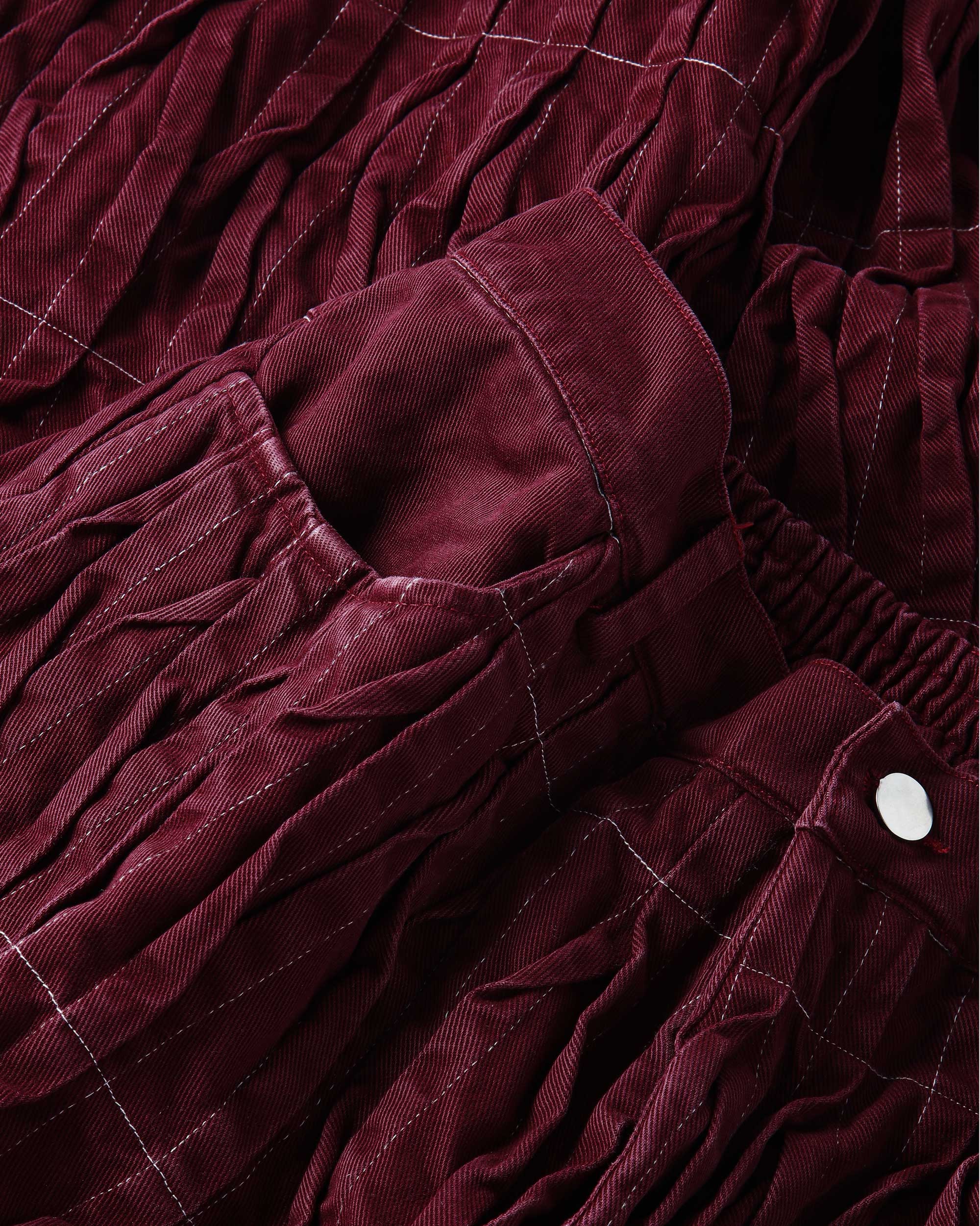 Pintuck Denim Trousers (Burgundy)