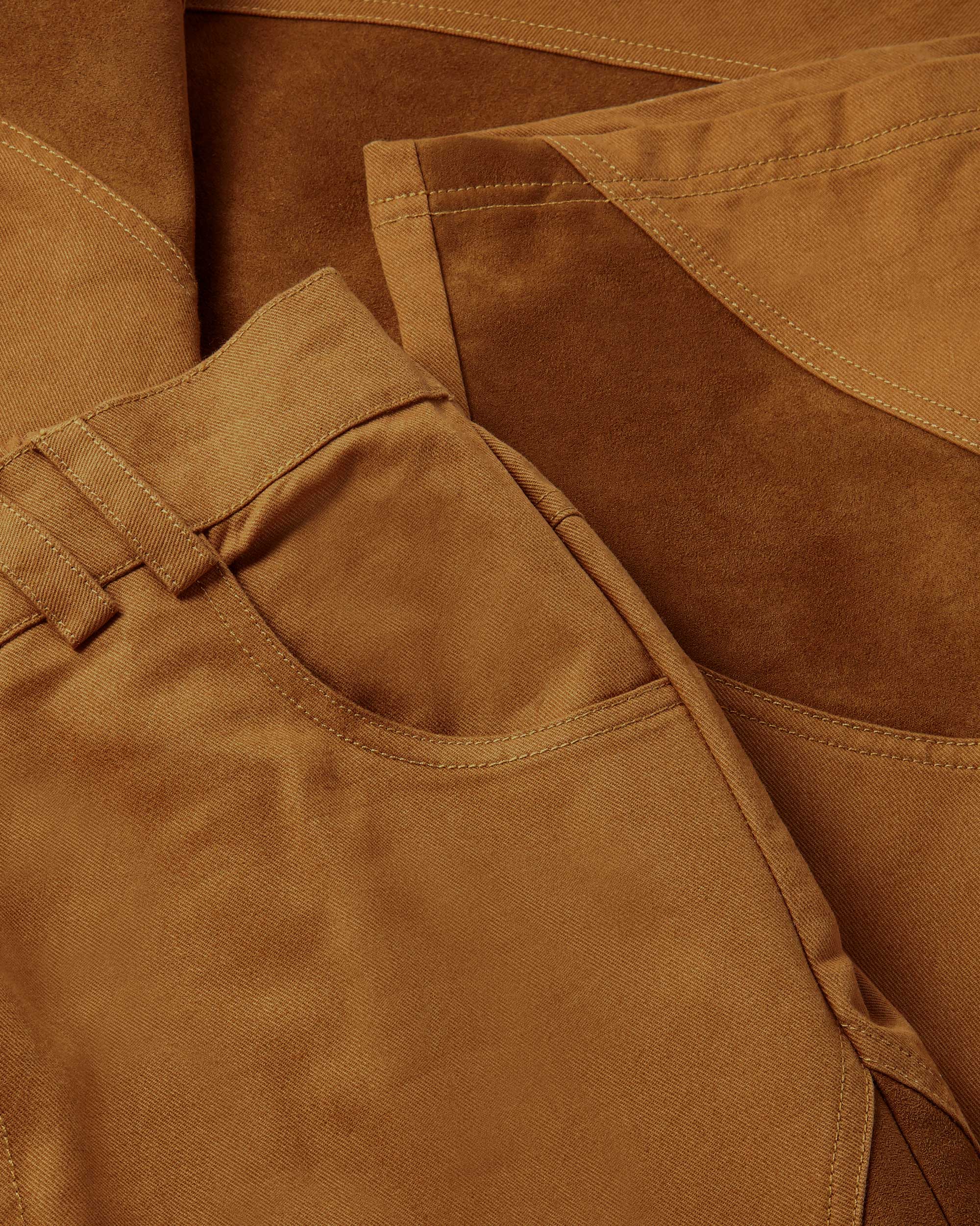 Suede Denim Trousers (Camel)