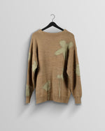 Knitted Distressed Sweatshirt (Moss Green / Brown)
