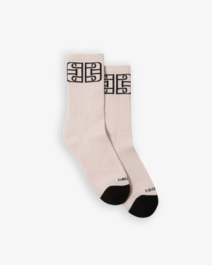 Monogram II Socks (Beige / Black)