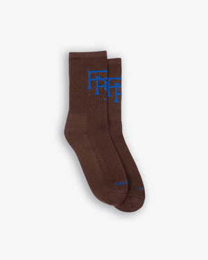 Diagonal Monogram Socks (Brown / Blue)