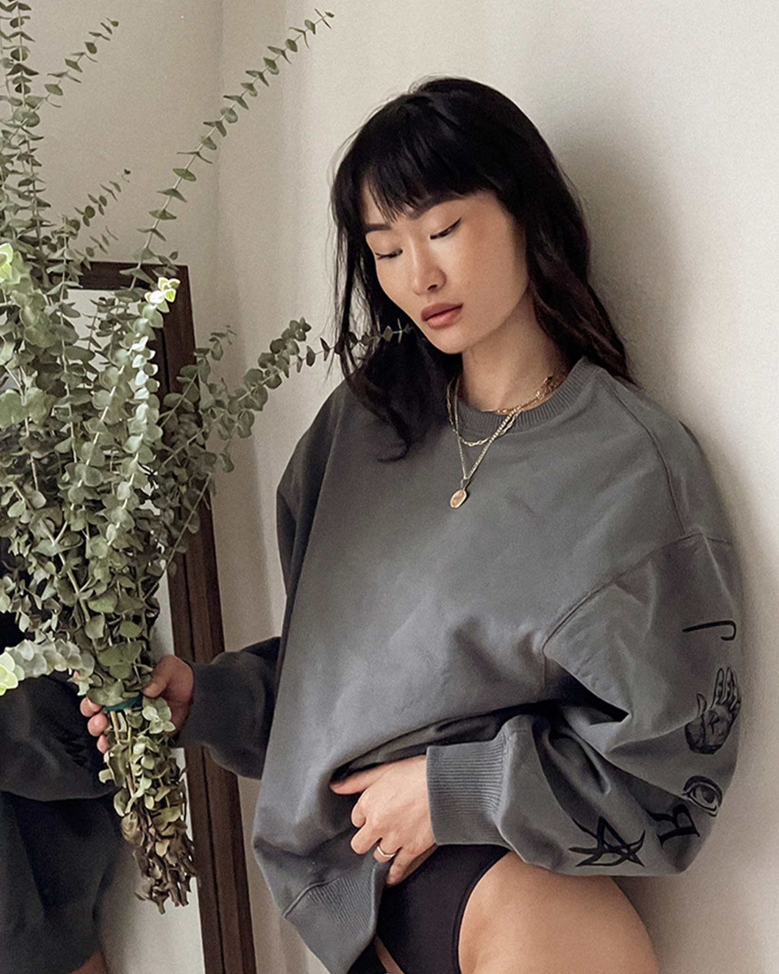 Oversized Good and Evil Spirits Sweatshirt (Graphite)